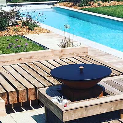 espace piscine brasero